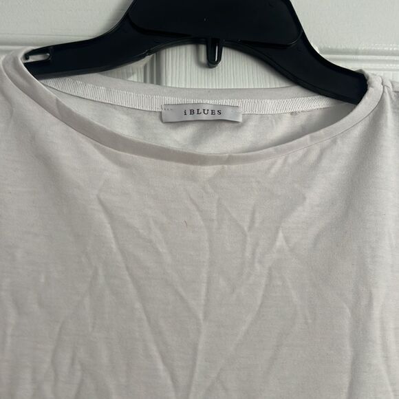 iBLUES White T Shirt - Sheer Puffed Sleeves Size Small - Great Condition - Picture 2 of 5